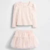 Set per neonato & bebè in maglia a costine e tulle