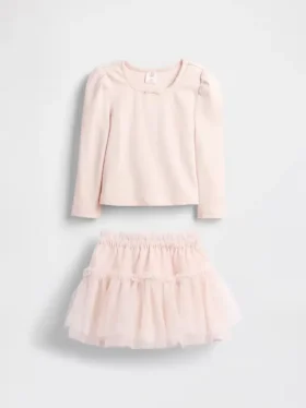 Set per neonato & bebè in maglia a costine e tulle