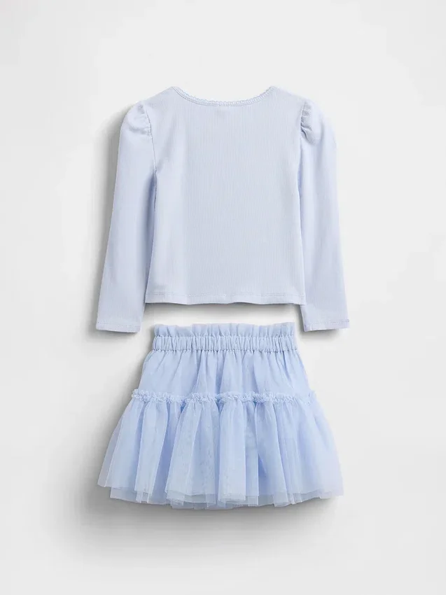 Set per neonato & bebè in maglia a costine e tulle