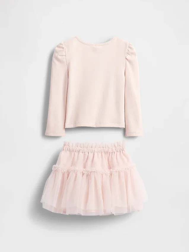Set per neonato & bebè in maglia a costine e tulle
