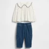 Set per neonato composto da top con colletto e pantaloni a vita elastica