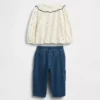 Set per neonato composto da top con colletto e pantaloni a vita elastica