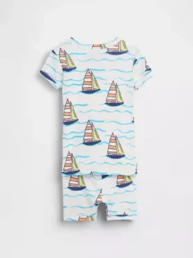 Set pigiama a pantaloncini per neonato & bebè in cotone biologico spazzolato con motivo a barche a vela