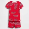 Set pigiama con pantaloncini in cotone biologico spazzolato con motivo "camion dei pompieri" per Neonato & Bebè