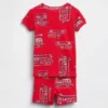 Set pigiama con pantaloncini in cotone biologico spazzolato con motivo "camion dei pompieri" per Neonato & Bebè