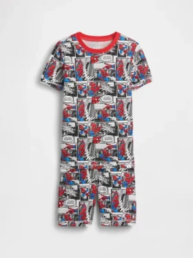 Set pigiama con pantaloncini per bambini Spider-Man in cotone biologico spazzolato