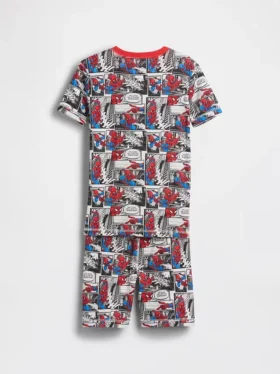 Set pigiama con pantaloncini per bambini Spider-Man in cotone biologico spazzolato