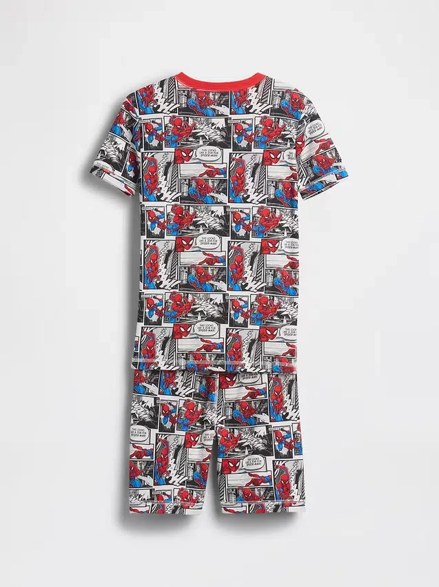 Set pigiama con pantaloncini per bambini Spider-Man in cotone biologico spazzolato