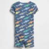 Set pigiama con pantaloncini per neonato & bebè in cotone biologico spazzolato con motivo squalo
