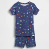 Set pigiama corto per neonato & bebè in cotone biologico spazzolato con motivo "Alieni spaziali" in versione pantaloncini