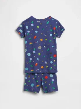 Set pigiama corto per neonato & bebè in cotone biologico spazzolato con motivo “Alieni spaziali” in versione pantaloncini