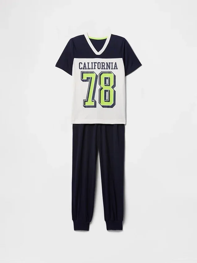 Set pigiama da bambino con pantaloni jogger riciclati