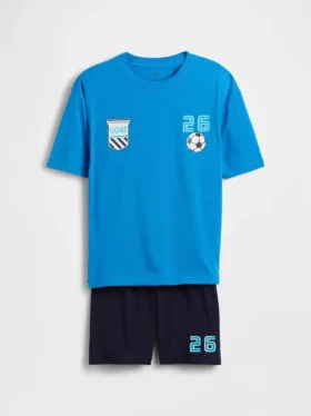 Set pigiama da calcio oversize riciclato per bambini con pantaloncini