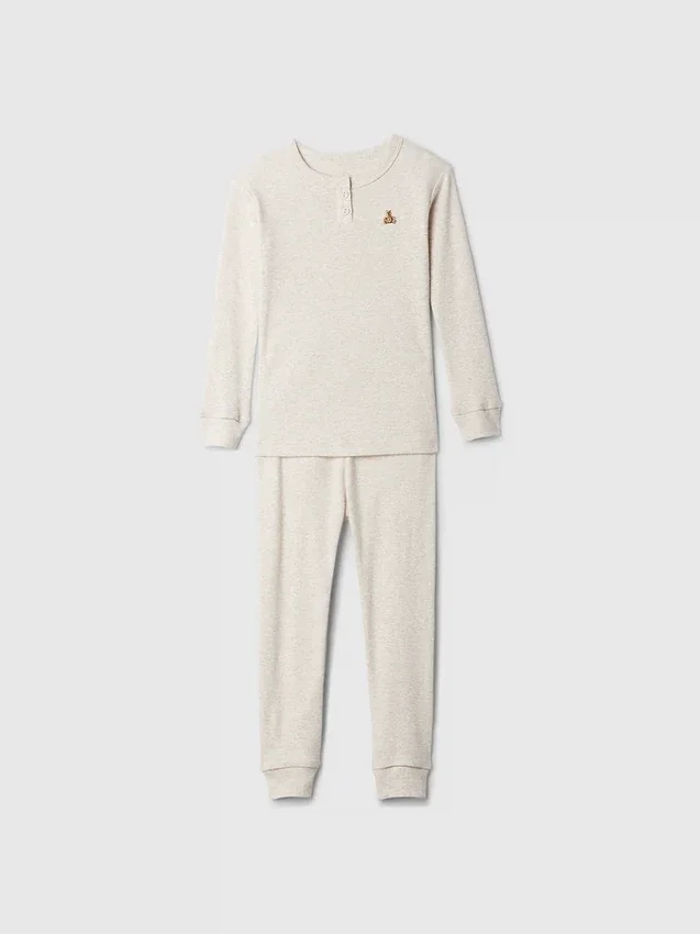 Set pigiama Henley in cotone biologico spazzolato per Neonato & Bebè