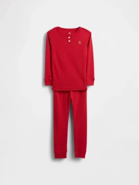 Set pigiama Henley in cotone biologico spazzolato per Neonato & Bebè