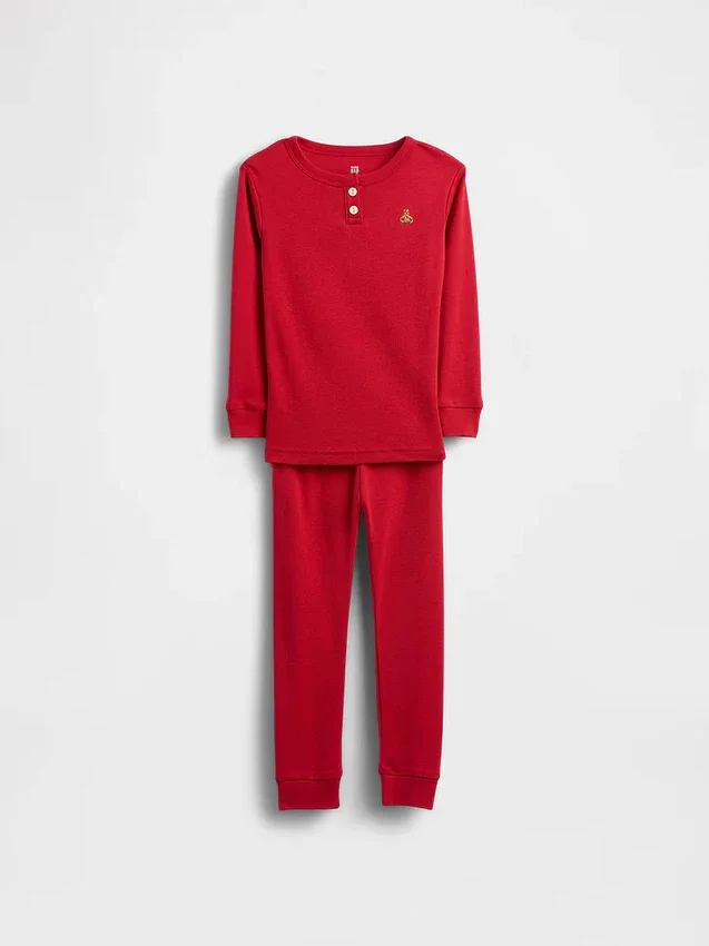 Set pigiama Henley in cotone biologico spazzolato per Neonato & Bebè