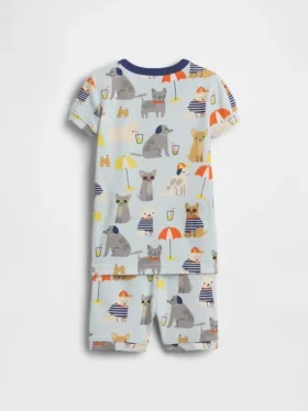 Set pigiama in cotone biologico spazzolato “Beach Dogs” per Neonato & Bebè