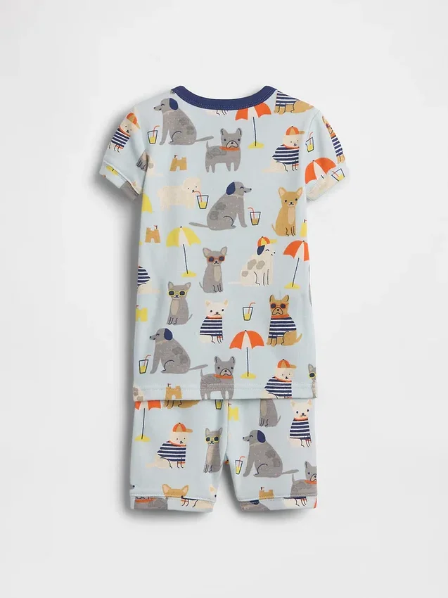 Set pigiama in cotone biologico spazzolato “Beach Dogs” per Neonato & Bebè