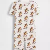 Set pigiama in cotone biologico spazzolato con motivo hot dog in forma di pantaloncini