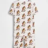 Set pigiama in cotone biologico spazzolato con motivo hot dog in forma di pantaloncini