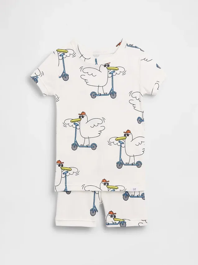 Set pigiama in cotone biologico spazzolato con motivo “Scooter Seagull” per Neonato & Bebè