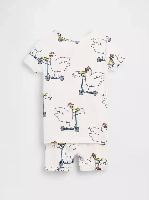 Set pigiama in cotone biologico spazzolato con motivo “Scooter Seagull” per Neonato & Bebè