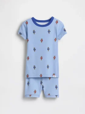 Set pigiama in cotone biologico spazzolato con motivo “Soccer Bear” per neonato & bebè in pantaloncini