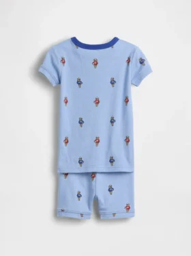 Set pigiama in cotone biologico spazzolato con motivo “Soccer Bear” per neonato & bebè in pantaloncini