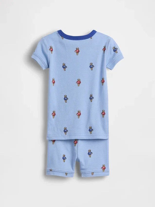 Set pigiama in cotone biologico spazzolato con motivo “Soccer Bear” per neonato & bebè in pantaloncini