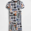 Set pigiama in cotone biologico spazzolato con pantaloncini musicali