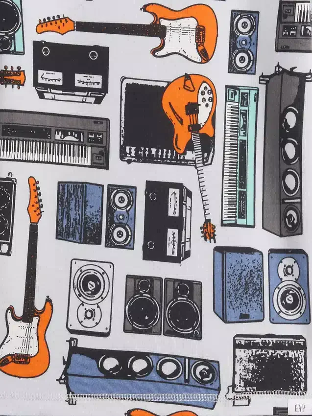 Set pigiama in cotone biologico spazzolato con pantaloncini musicali