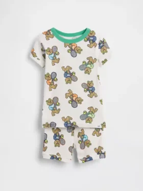 Set pigiama in pantaloncini Brannan Bear in cotone biologico spazzolato per neonato & bebè