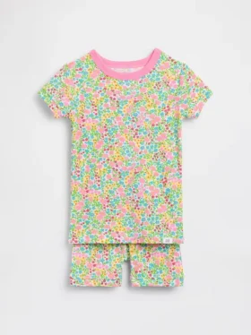 Set pigiama in pantaloncini floreali in cotone biologico spazzolato per Neonato & Bebè
