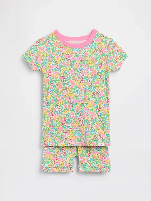 Set pigiama in pantaloncini floreali in cotone biologico spazzolato per Neonato & Bebè