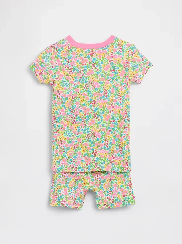 Set pigiama in pantaloncini floreali in cotone biologico spazzolato per Neonato & Bebè