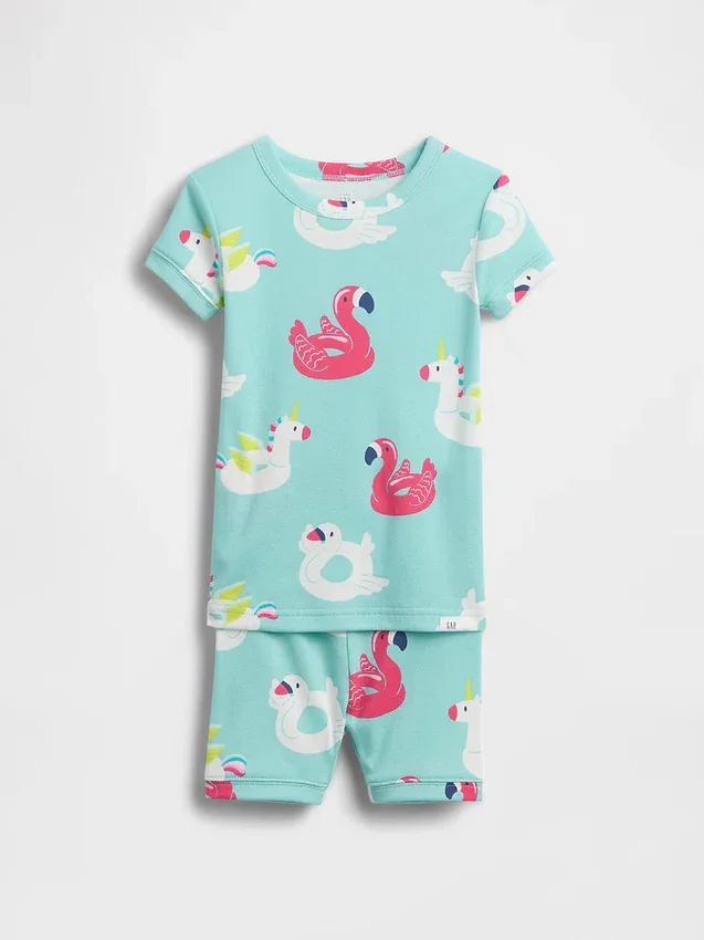 Set pigiama in pantaloncini galleggiante in cotone biologico spazzolato per Neonato & Bebè