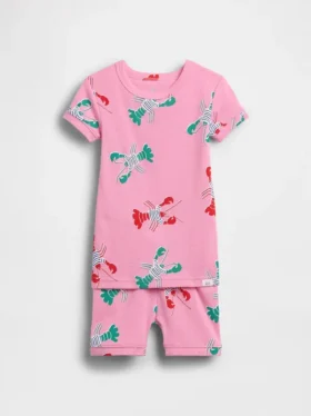 Set pigiama in pantaloncini per neonato & bebè in cotone biologico spazzolato con motivo aragosta