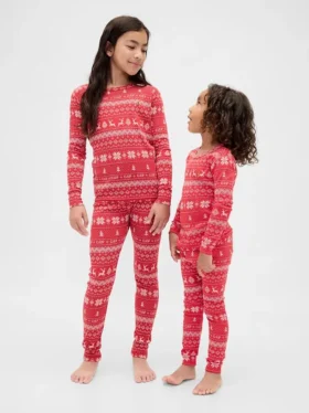 Set pigiama natalizio in cotone biologico spazzolato per bambini e neonati