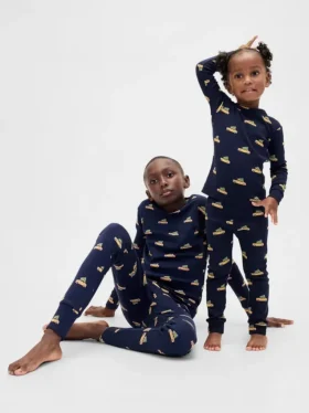 Set pigiama natalizio in cotone biologico spazzolato per bambini e neonati