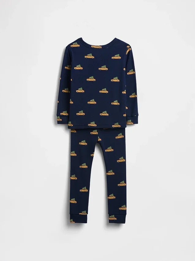 Set pigiama natalizio in cotone biologico spazzolato per bambini e neonati