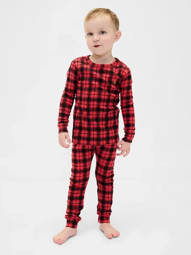 Set pigiama natalizio in cotone biologico spazzolato per bambini e neonati