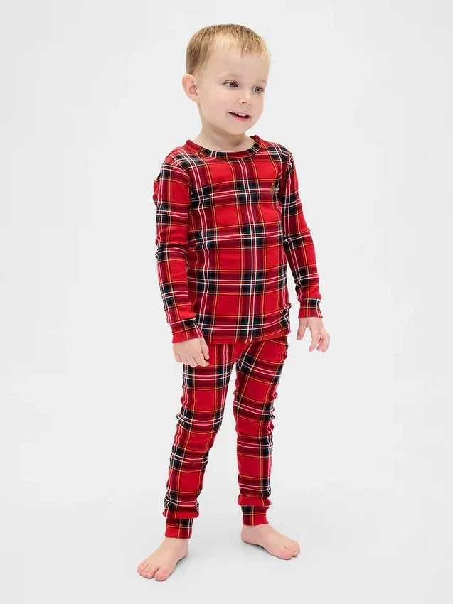 Set pigiama natalizio in cotone biologico spazzolato per bambini e neonati