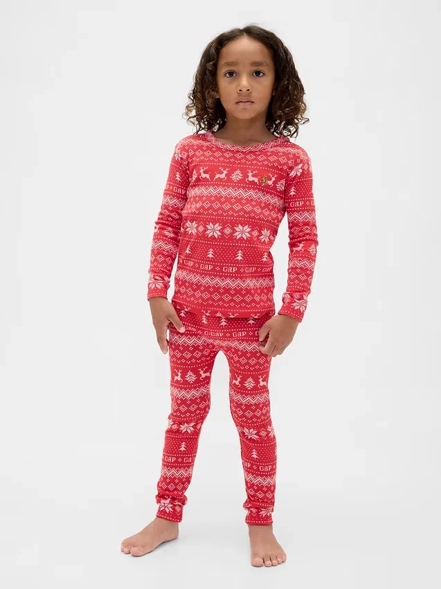 Set pigiama natalizio in cotone biologico spazzolato per bambini e neonati
