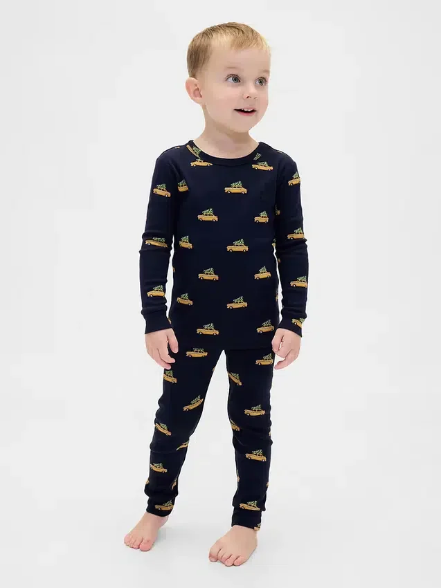 Set pigiama natalizio in cotone biologico spazzolato per bambini e neonati