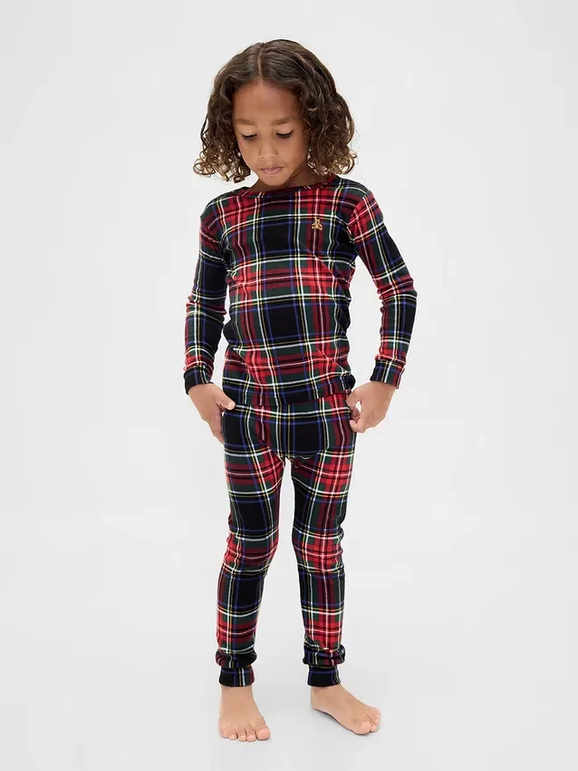 Set pigiama natalizio in cotone biologico spazzolato per bambini e neonati