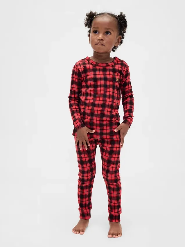 Set pigiama natalizio in cotone biologico spazzolato per bambini e neonati