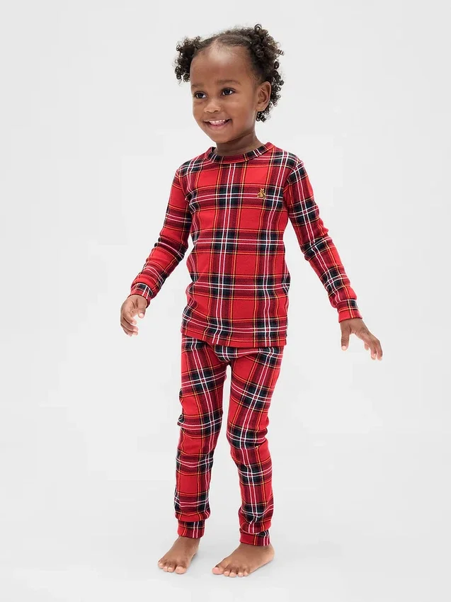 Set pigiama natalizio in cotone biologico spazzolato per bambini e neonati