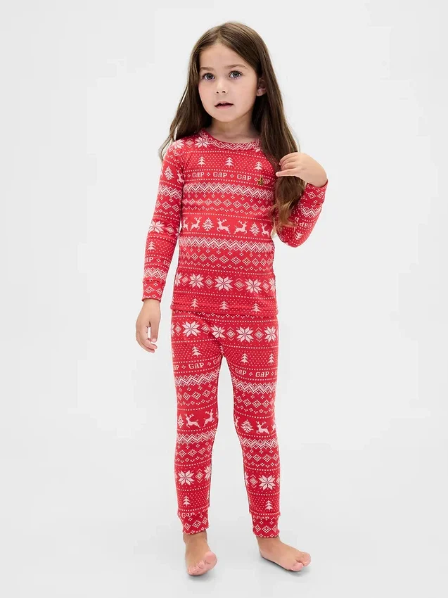 Set pigiama natalizio in cotone biologico spazzolato per bambini e neonati