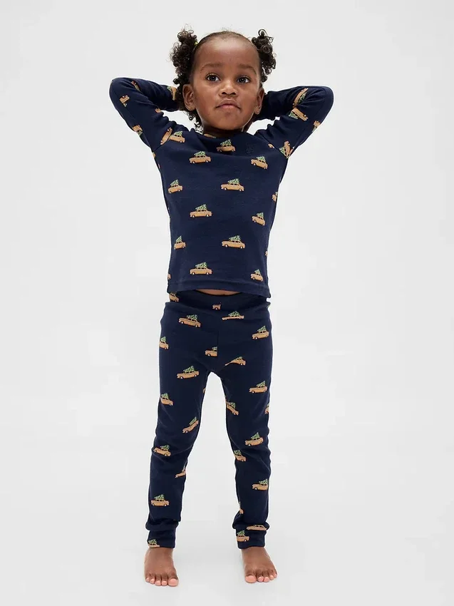 Set pigiama natalizio in cotone biologico spazzolato per bambini e neonati