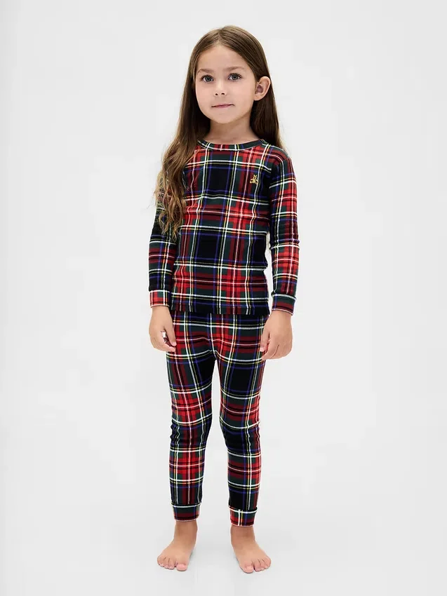 Set pigiama natalizio in cotone biologico spazzolato per bambini e neonati
